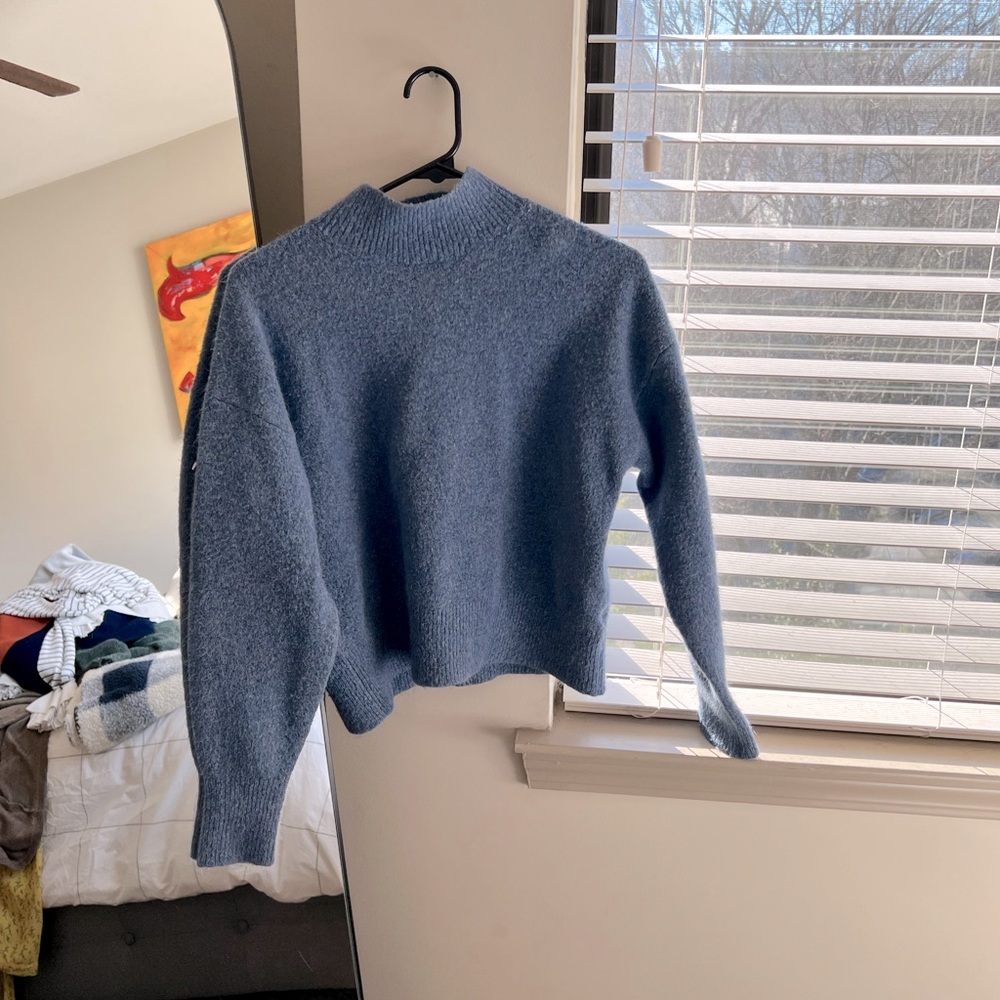 Blue cropped turtleneck